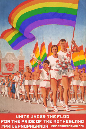 <p>Retro visions of a communist utopia are converted into visions of a world free of homophobia.</p>